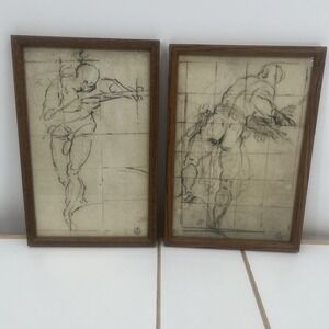 Vintage Disegni Di Grandi Maestri Jacopo Robusti Facsimile 805 & 807‎ Italy